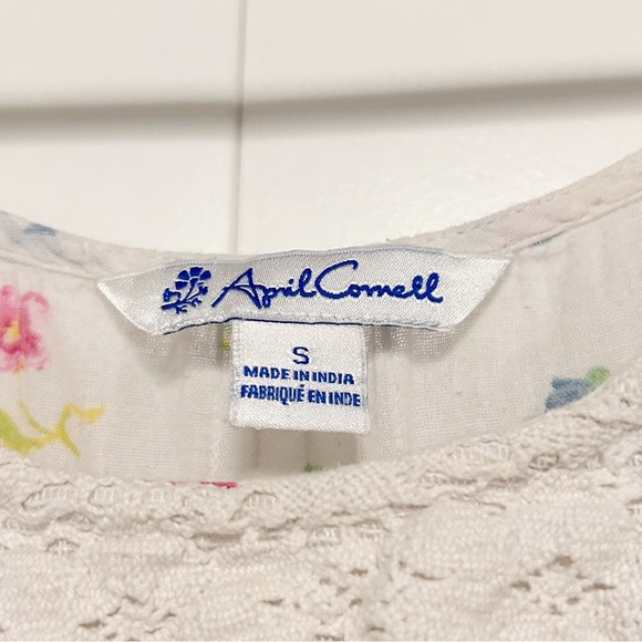 April Cornell Ivory Floral Cotton Dress S - Picture 4 of 6